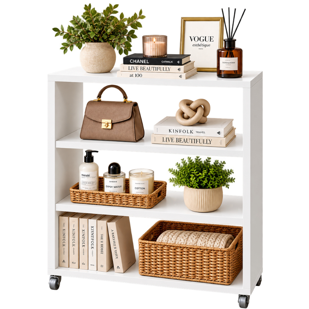 Estante Multiuso com Rodinhas 3 Andares Organizadora Compacta para Loja, Quarto e Closet 86