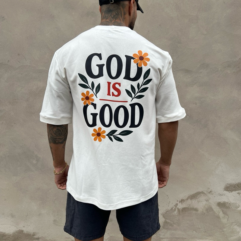 Camiseta masculina OverSized modelo  StreetWear Gola canelada alta Malhão macio e grosso
