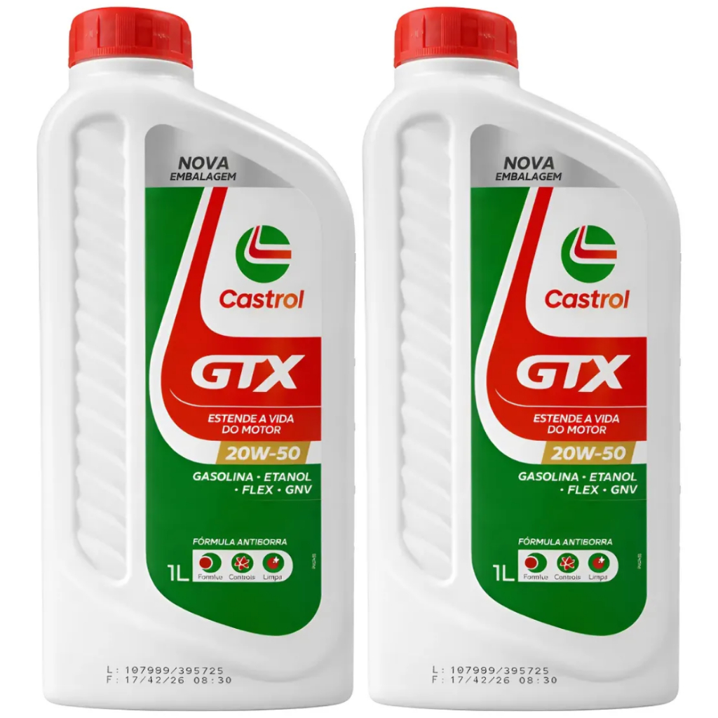 Kit 2 Óleo Lubrificante Castrol 20w50 Gtx Antiborra Api Sl