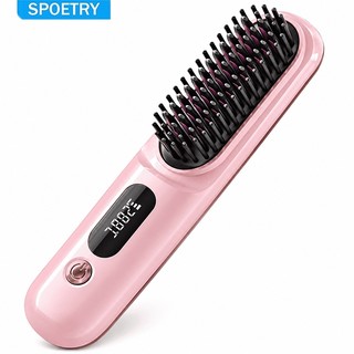 SPOETRY Escova Alisadora De Cabelo Mini Escova Alisadora De Cabelo Portátil Sem Fio USB