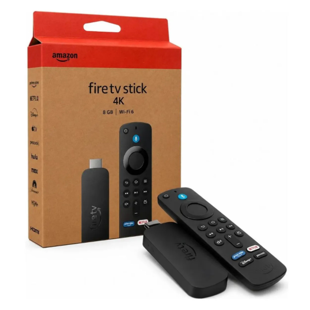 Novo Amazon Fire TV Stick 4K Ultra HD, Sistema Fire OS, Wi-fi 6, Com Alexa Comando de Voz Original - Preto