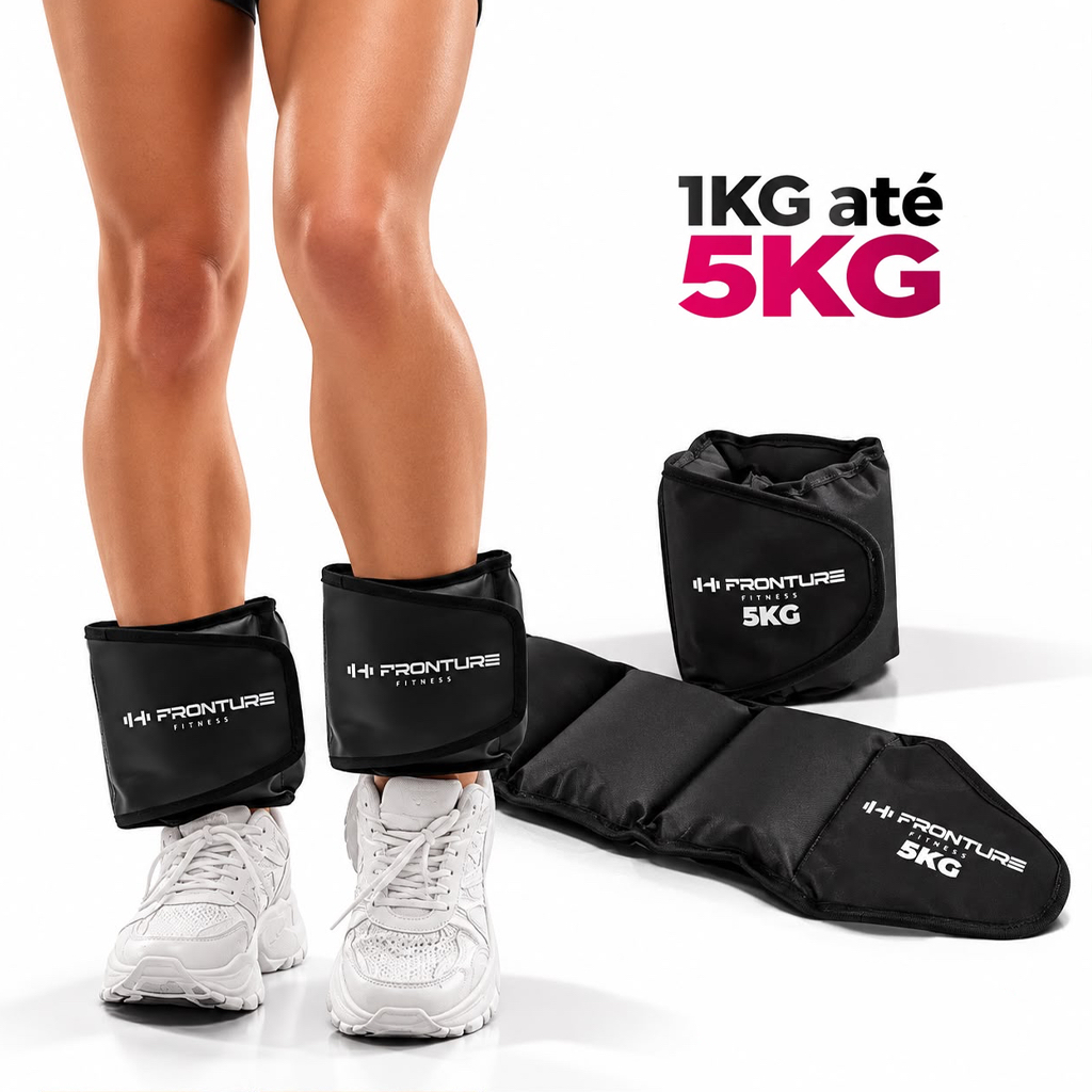 Par de Caneleira Peso Treinar Pernas Treino em Casa Academia Tornozeleira Funcional Preta 1kg