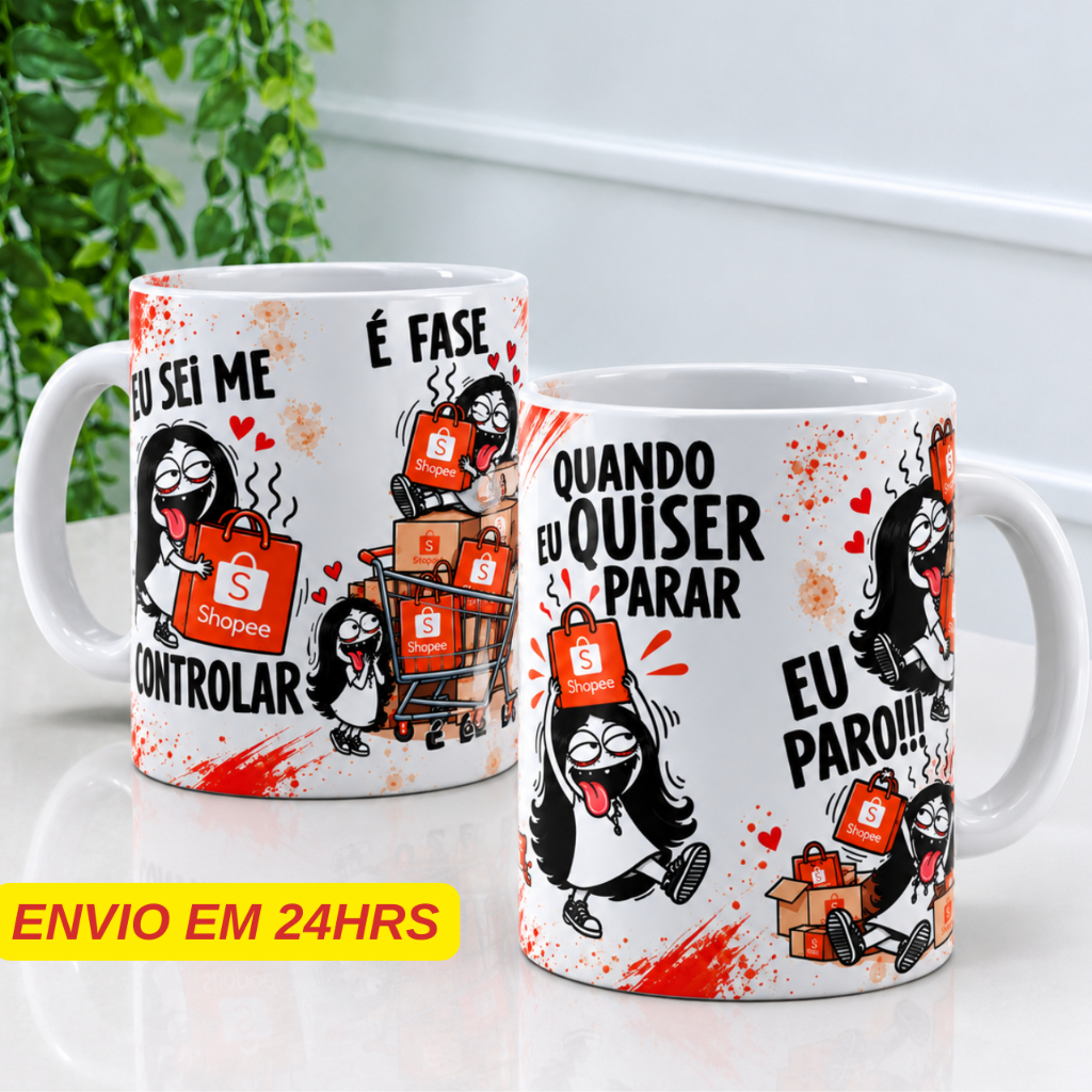 Caneca Personalizada - Shopee Eu Sei Me Controlar - Cerâmica 325ml Caneca criativa Presente Amiga Xícara Personalizada