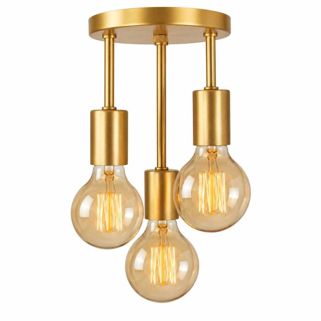 Lustre Luminária Plafon Retrô Industrial Triplo Sobrepor Teto Moderno