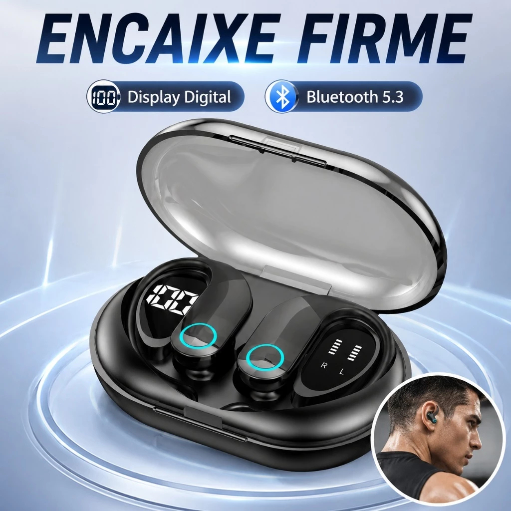 Fone de ouvido Sem Fio Bluetooth TWS Esportivo Design Pendurado Na Orelha Ergonômico K-G37PRO