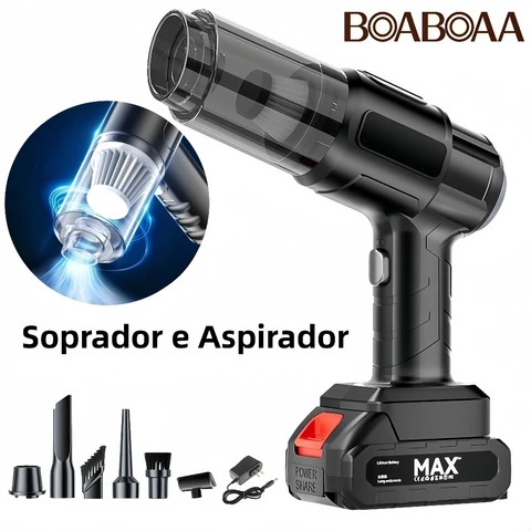 Aspirador de Mão Sem Fio Alta Potência Recarregável, Portátil para Casa e Carro