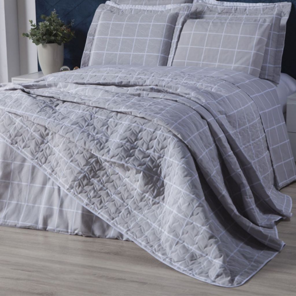 Colcha Cobre Leito Casal/Queen/King 3 Peças Algodão 180 Fios Matelado Macio Estampado Premium