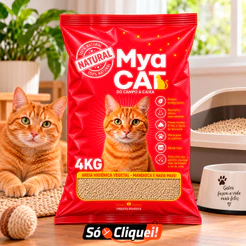 Areia Sanitária de Mandioca Mya Cat 4KG Granulado Higiênico de Gato Biodegradável Torrões Firmes Evita Odores
