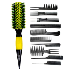 Escova 55mm + 10 Pentes Profissional Thermal Metallic Amarelo