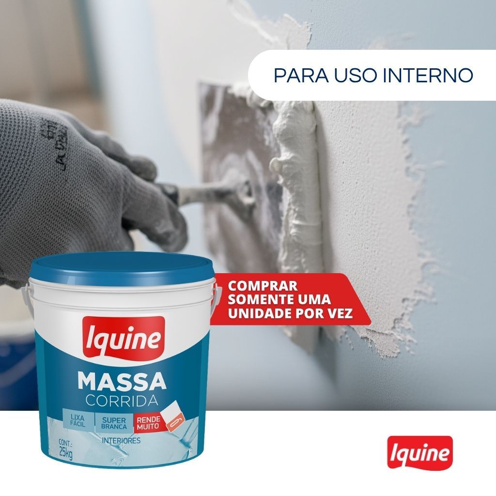 Massa Corrida Iquine para Parede Interna 20kg Revestimento Branco Liso Pronto para Uso — imagem 2 de 2