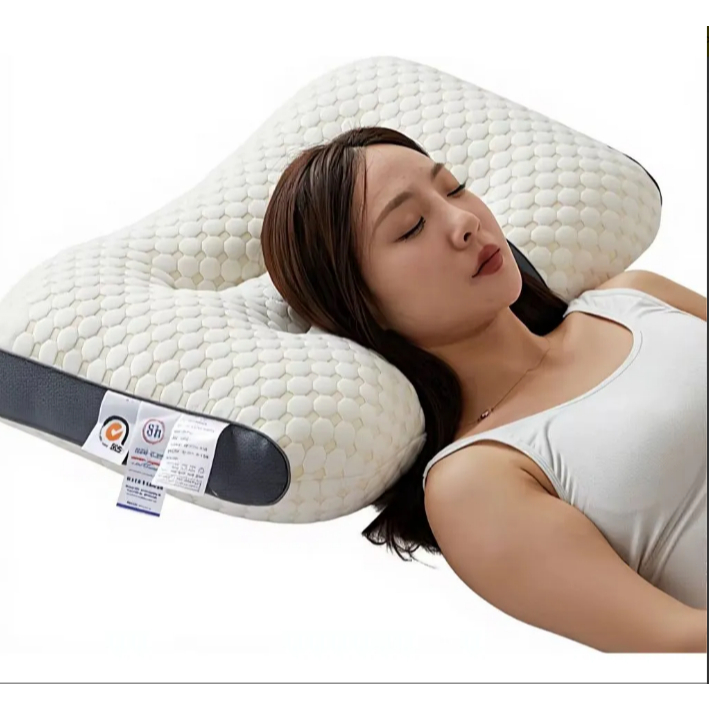 Travesseiro Ortopédico Cervical Fino Ergonômica de Algodão Tricotado para Pescoço e Coluna