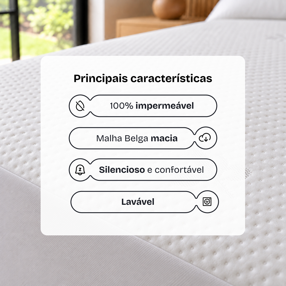 Capa Protetora Colchão Casal Impermeável Malha Premium 138x188 BF Colchões · foto 2