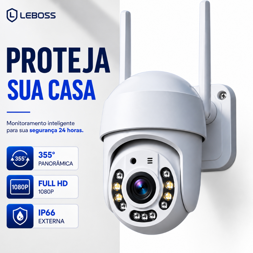 Câmera de Segurança WiFi Externa 1080P PTZ 355° Visão Noturna IP66 Áudio Bidirecional Yoosee