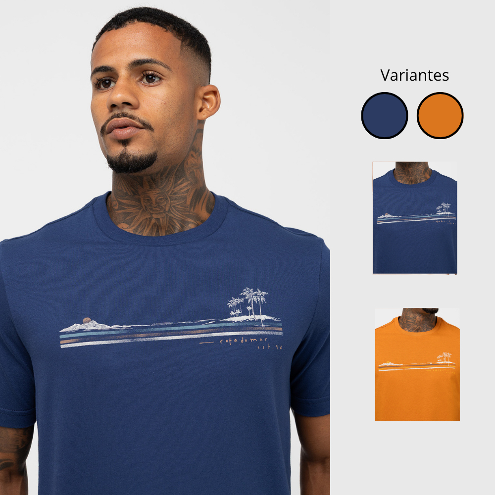 Camiseta Masculina Casual 100% Algodão Paradise Confortável Linha Premium Promoção Envio Rápido