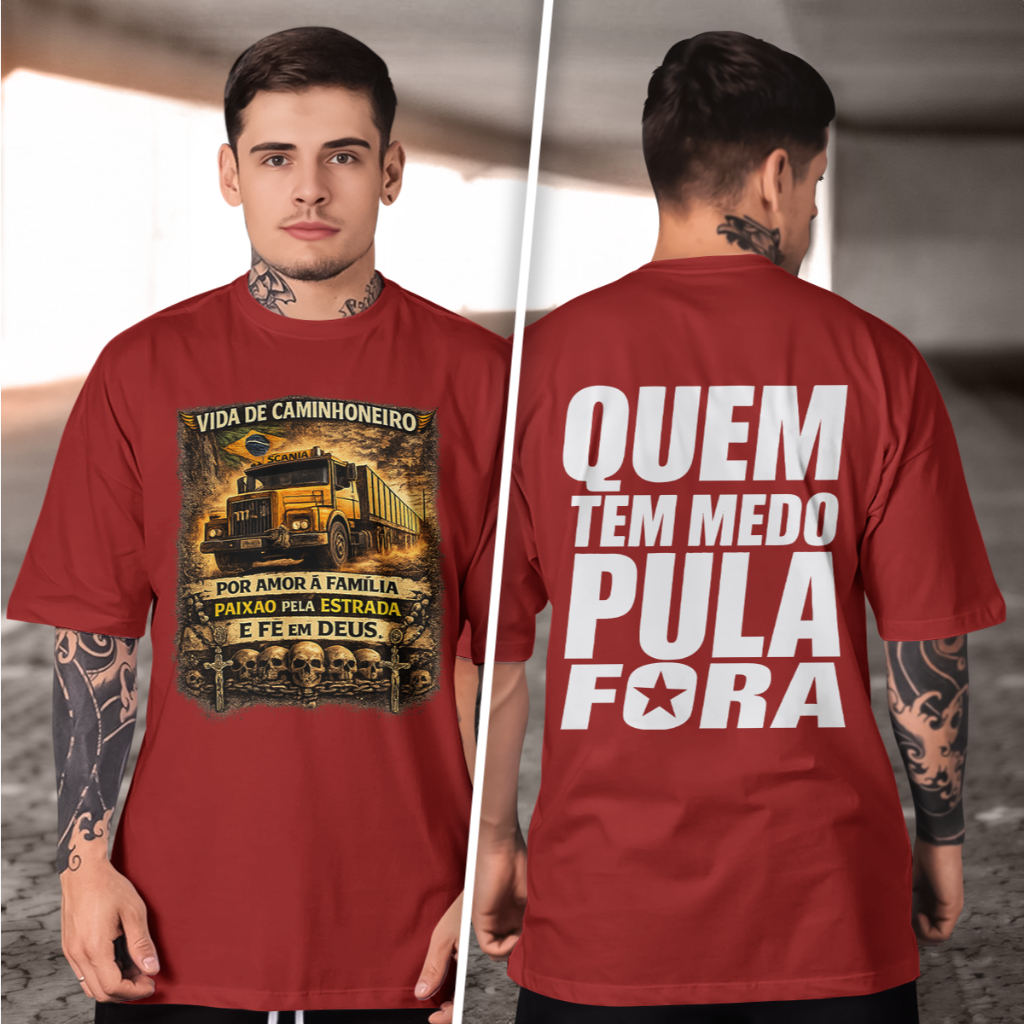 Camiseta masculino Caminhoneiro paixão, estrada e fé Básica Premium Confortável 2026 estampado moda ultima geração
