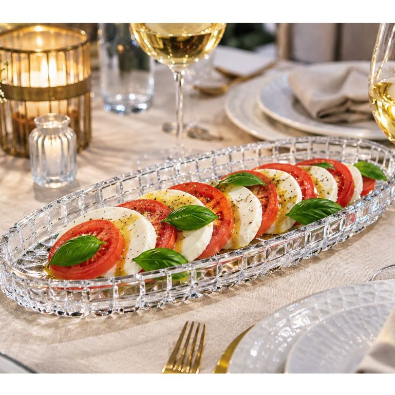 Travessa Oval de Cristal 30cm - Petisqueira para Mesa Posta, Centro de Mesa e Servir