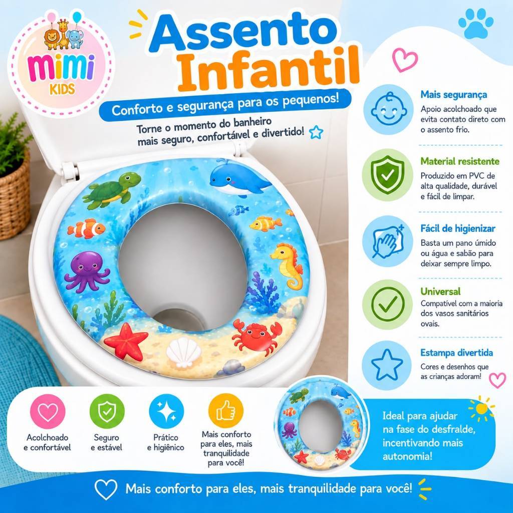Assento Redutor Vaso Sanitário Infantil Acolchoado — imagem 2 de 2