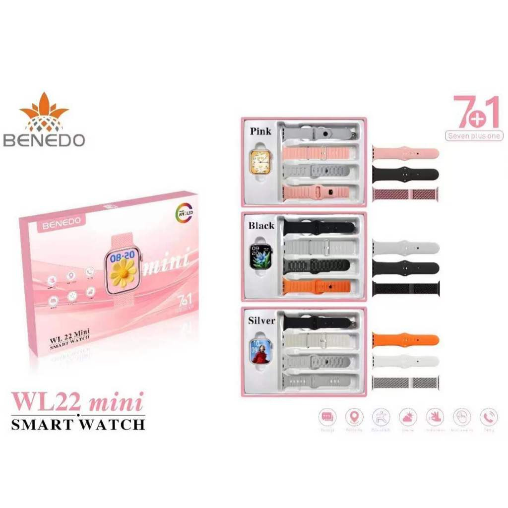 Smartwatch WL22 MINI(38MM) Relógio digital feminino Series 12 2026 Inteligente 7 Pulseiras Esporte