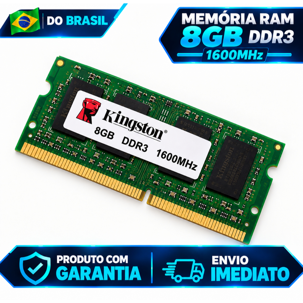 Memoria Ram Kingston 8GB (1X8GB) DDR3 Memory Notebook Laptop SDRAM 1600 Mhz Desktop