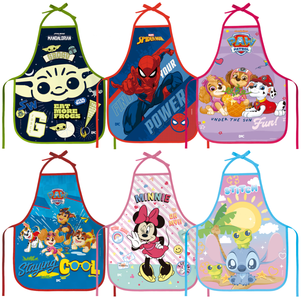 Avental Escolar Infantil Para Pintura Artes Diversas Estampas Personagens Em PVC