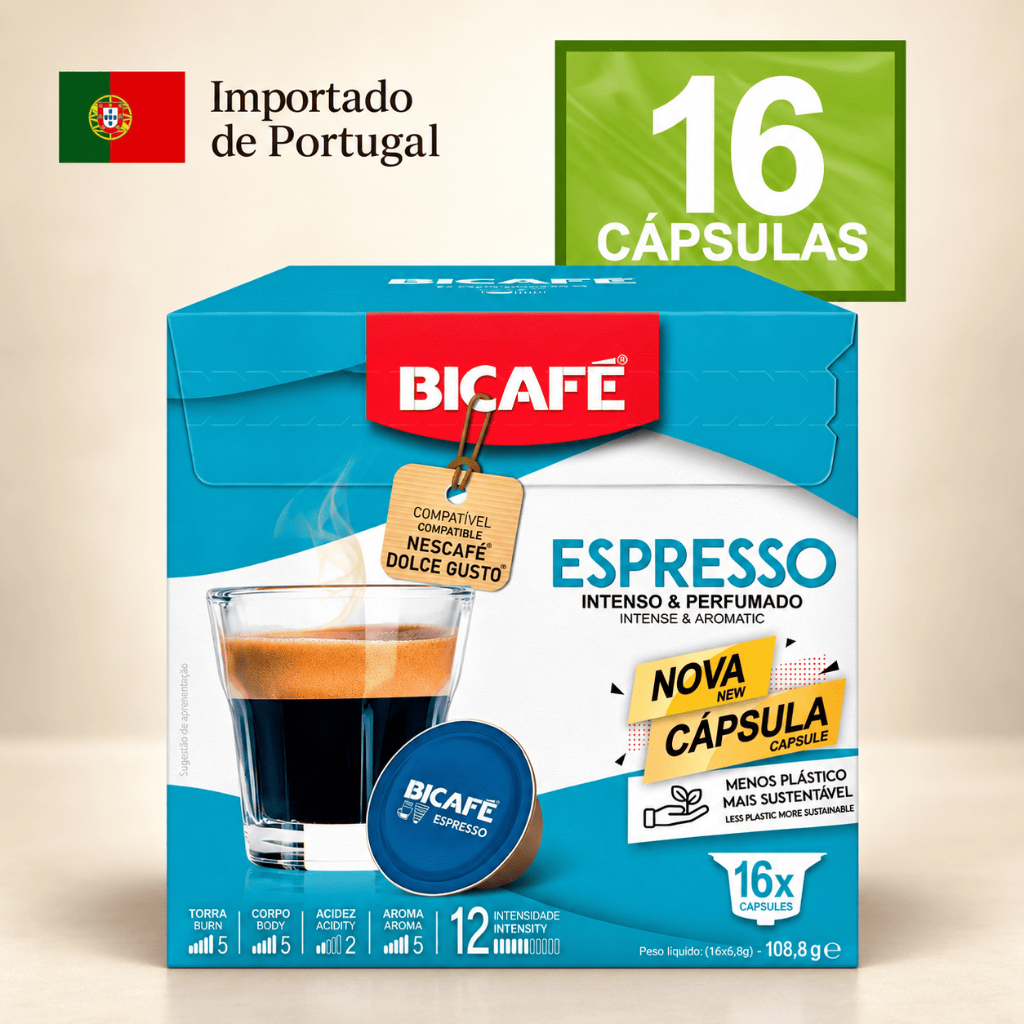 Cápsula Importada Café Espresso Bicafé Compatível Maquinas Dolce Gusto Intensidade 12 - 16 Cápsulas Importadas