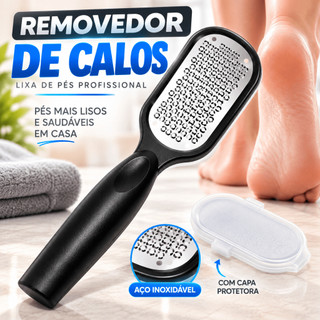 Removedor Profissional De Calos Lixa Para Pés Aço Inox Raspador Pedicure Calosidade Pele Áspera Esfoliador Com Capa