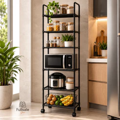 Estante Multiuso em Metal 6 Níveis com Rodinhas Prateleira Organizadora Móvel para Cozinha Banheiro Quarto Lavanderia