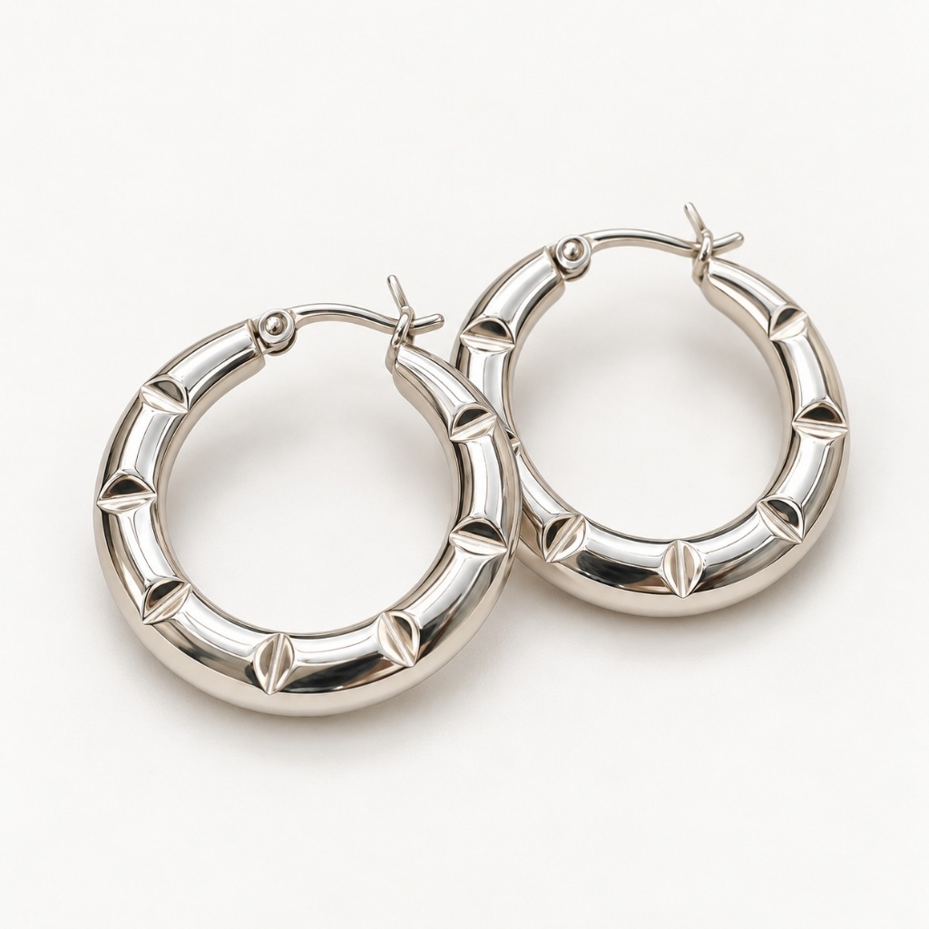 Brinco Presente de Natal Argola Aço Inox Prata Feminino Antialérgico Hipoalergênico 316L
