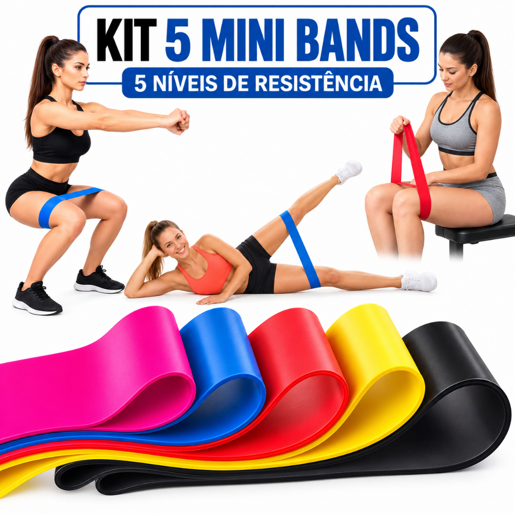 Kit 5 Faixas Elástica de Resistência para yoga Pilates Treino Academia Envio no mesmo dia