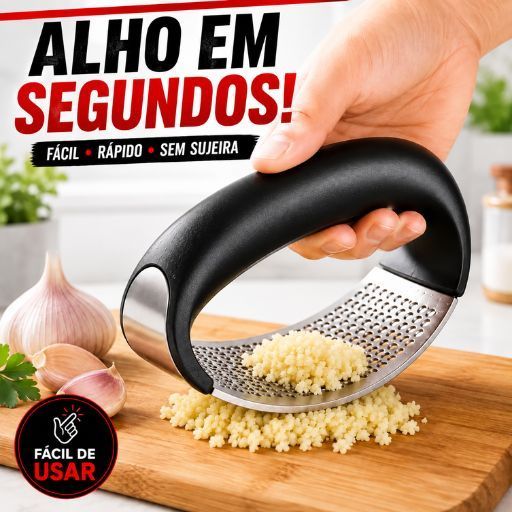 Espremedor Alho Inox Manual Triturador Amassador Ergonômico Prensa Cozinha e Temperos