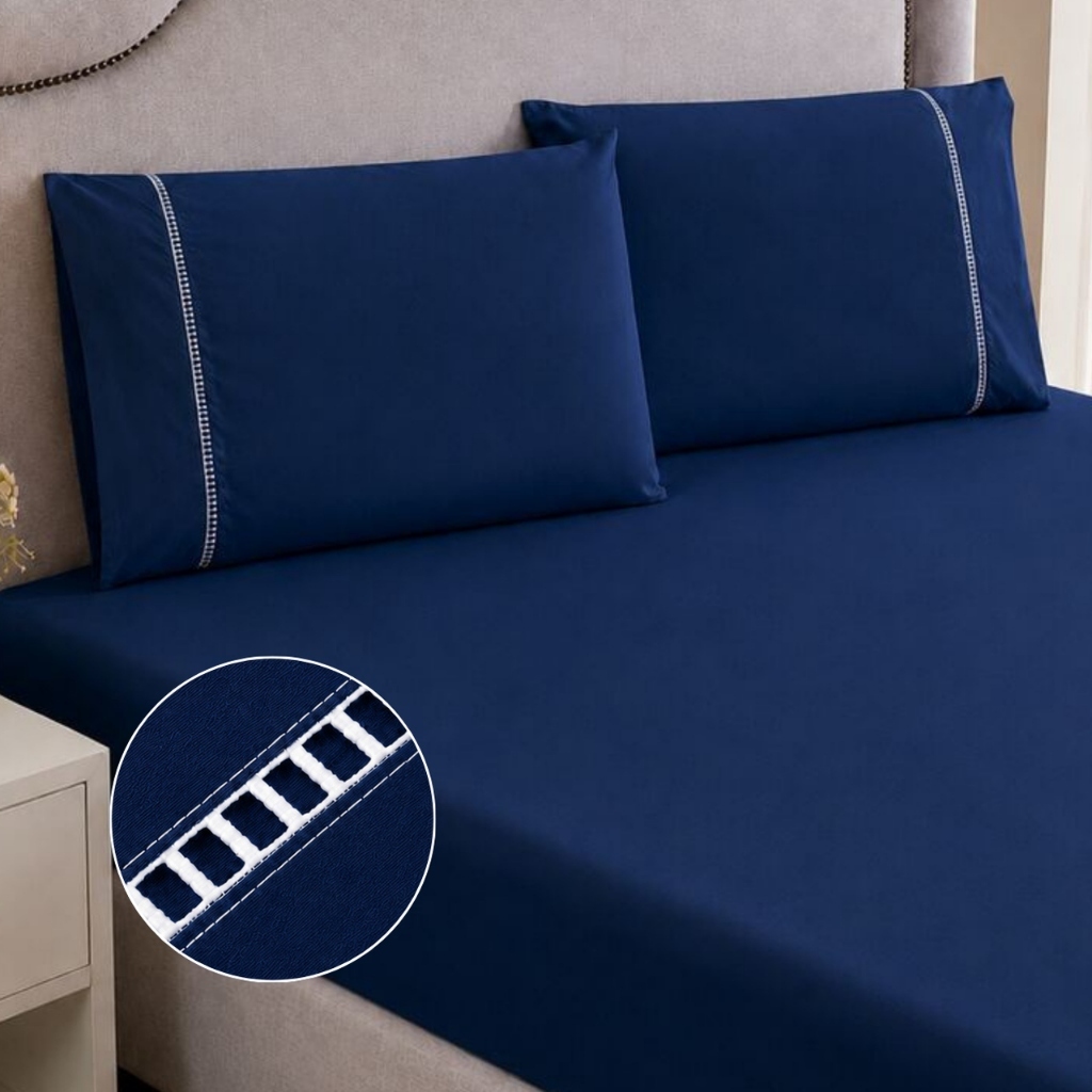Kit Jogo de Lençol Roupa de Cama Box Solteiro Casal Queen King 400 fios Toque Macio com Ponto Palito