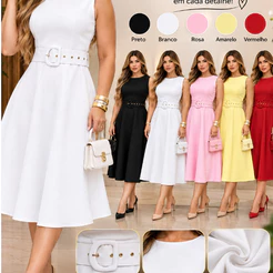 vestido feminino tecido alfaiataria premium