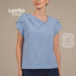 Lovito Blusa Feminina Modesta Manga Curta BLB20372067