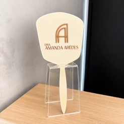 ESPELHO de mao de VIDRO *COM SUPORTE* personalizado GLOW acrilico para consultorio estudio clínica design