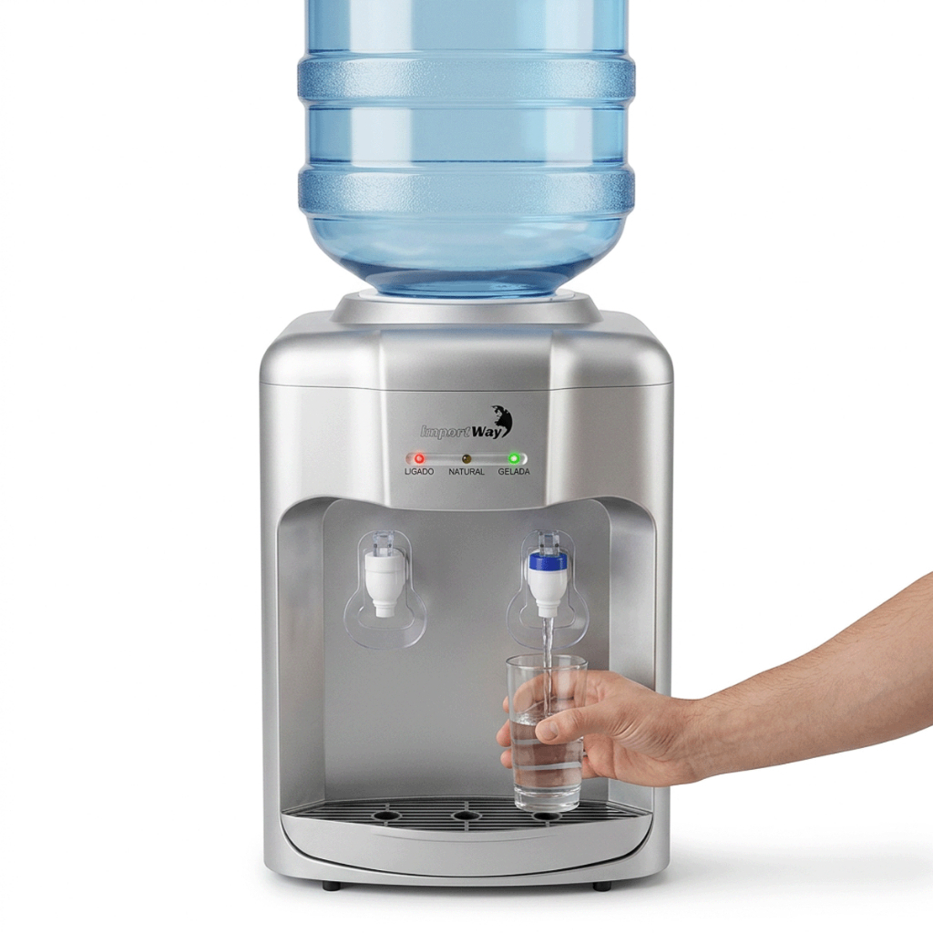 Bebedouro De Água Refrigerado Elétrico Coluna Galão Água Gelada E Natural 127V Ou 220V Compacto