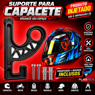 Suporte Capacete Parede Gancho Moto Bike Organizador Porta Capacete Chaves Mochila Jaqueta Chapéu Resistente Injetado