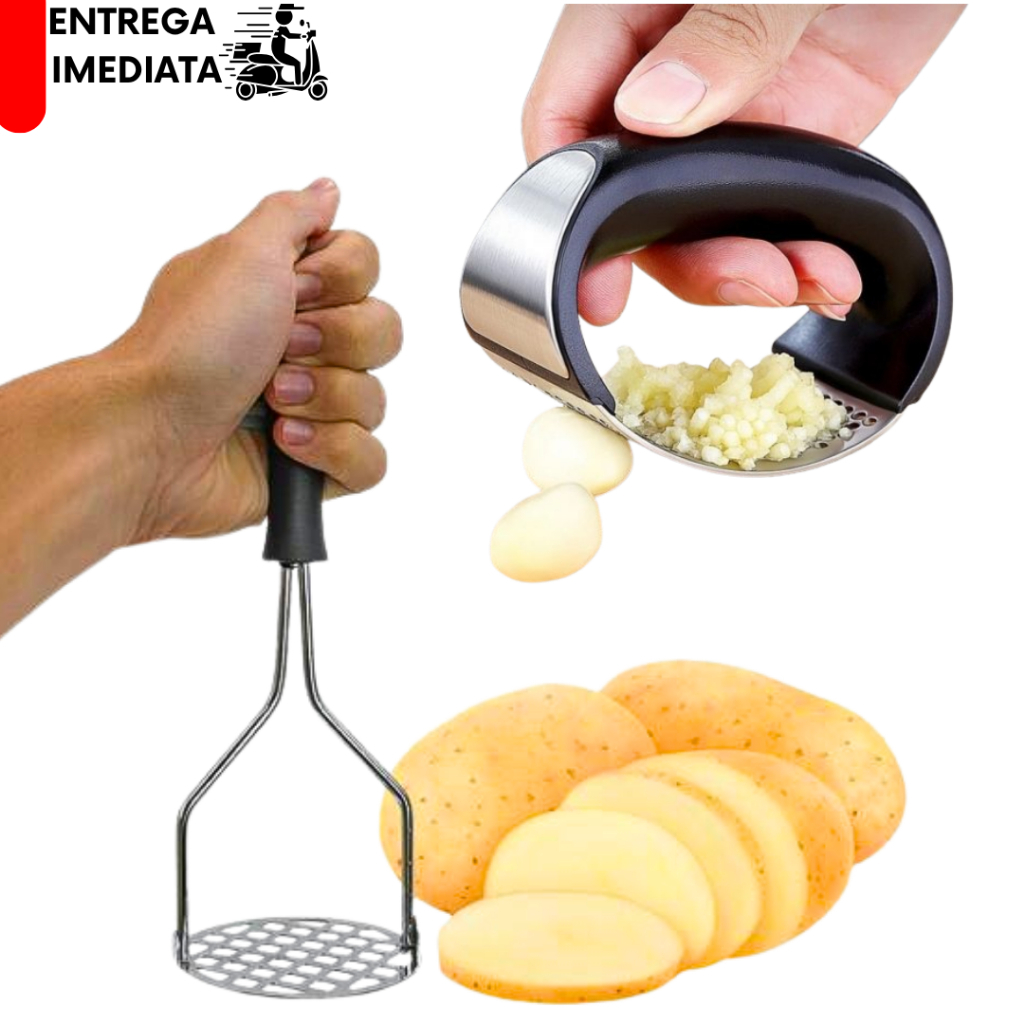 Amassador de Alho e Amassador de Batata Feijão Legumes Frutas Espremedor Manual