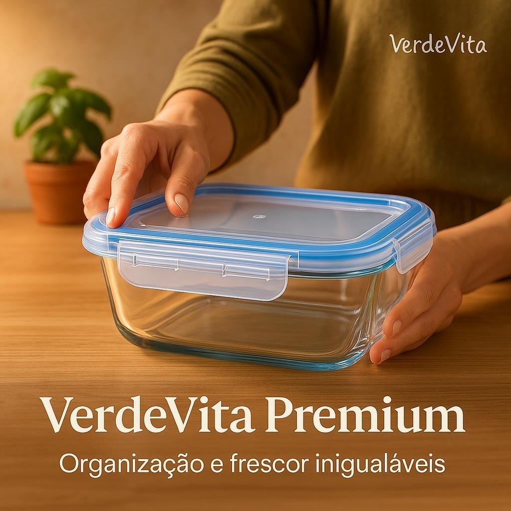 Pote Hermético de Vidro 1040ml Tampa Silicone Armazenamento