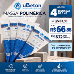 Massa Polimérica Cola Bloco e Tijolo - Pronta para Uso - Kit 4 und. uBeton
