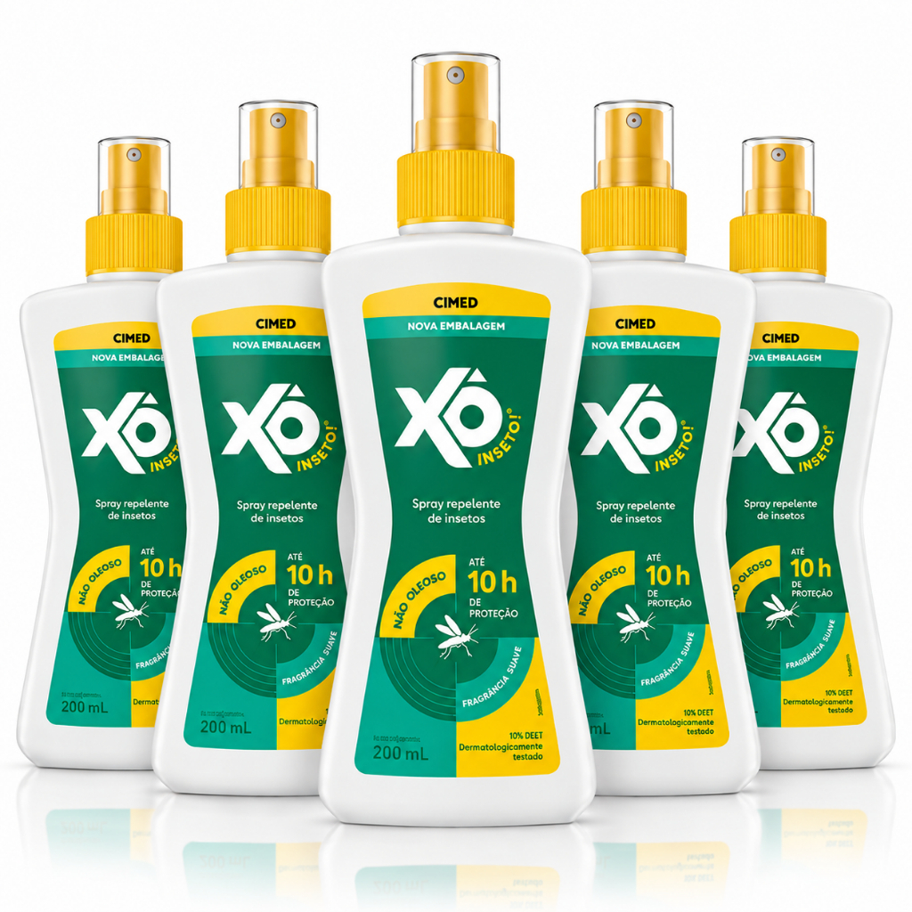 Kit com 5 Repelentes Xô Inseto Spray Cimed 200ml 10h de Proteção Fragrância Suave