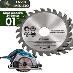 Disco de Corte 24 Dentes para Cortar Madeira MDF Resistencia Carpintaria Construções e Marceneiro