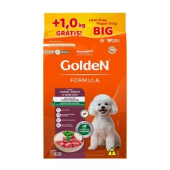 Ração Golden Fórmula Mini Bits Cães Adultos Raças Pequenas Carne e Arroz Leve 16kg e Pague 15kg