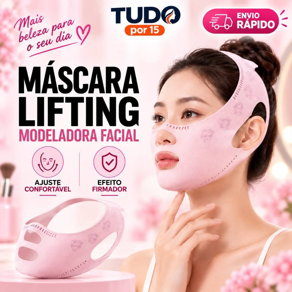 Máscara Facial Lifting Modeladora de Rosto Ajustável Reutilizável para Queixo e Contorno Facial