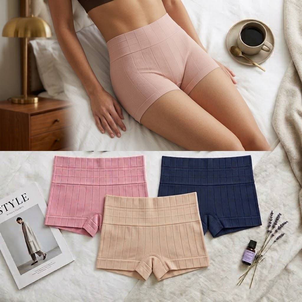 KIT Shortinho Feminino Cós Alto cueca Boxer Sem Costura Poliamida Premium