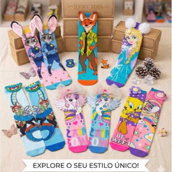 Meia Maluca 3D Cano Alto Unissex Modelos Coloridos e Criativos Tamanho Único do 25 ao 40