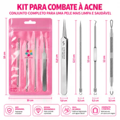 ANA1108 Kit Beleza Pinças para Cravos Espinhas Acne Cuidados com Unhas Aço Inoxidável