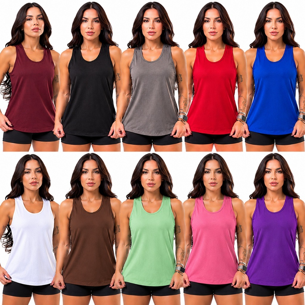 Kit 10 Regata academia feminina dry fit camisa blusa caminhada musculação treino camiseta