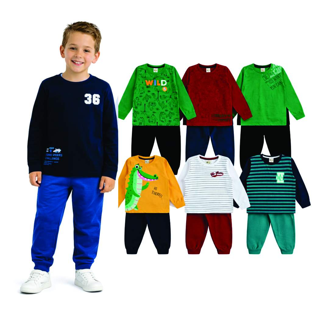 Kit 5 Conjuntos Masculino Infantil  de Meia Estação Quentinho e Confortável  Sortidos de Inverno  1 ao 10 anos