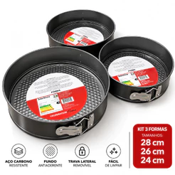 Forma De Bolo Redonda Com Fundo Removivel Kit Com 3 Antiaderente