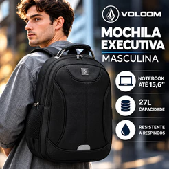 Mochila Volcom Masculina Executiva Notebook 15.6 Impermeável Reforçada 27L